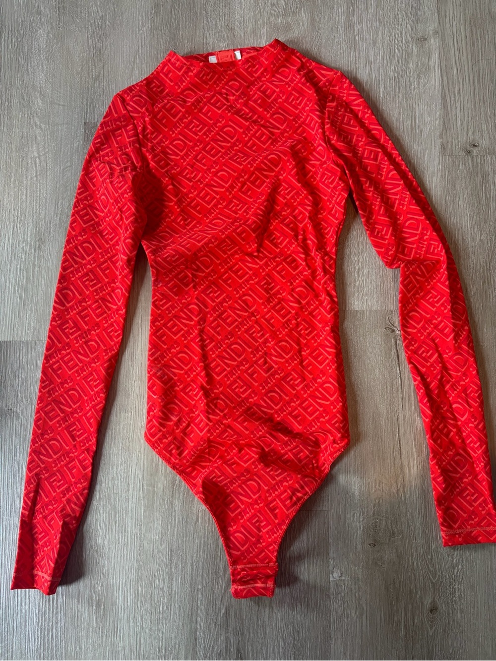 Fendi x Skims Orange Mock Neck Long Sleeve Bodysuit Size XXS